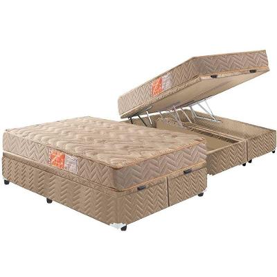 Cama Box Baú Queen: Colchão Espuma Paropas D33 Pasquale + Base CRC Suede Clean(158x198)