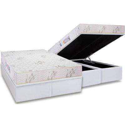Cama Box Baú Queen: Colchão Espuma D45 Luckspuma Gran Luck + Base CRC Courano White(158x198)