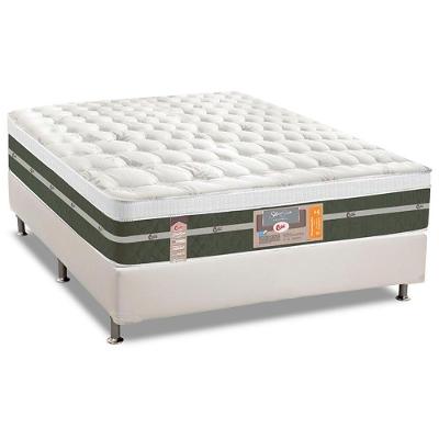 Cama Box Casal: Colchão Molas Bonnel Castor Silver Star Air + Base CRC Courano White(138x188)