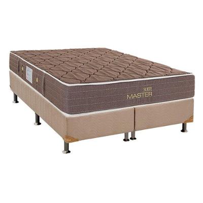 Cama Box King: Colchão Molas Herval Bonnel Suite Master + Base CRC Suede Bege(193x203)