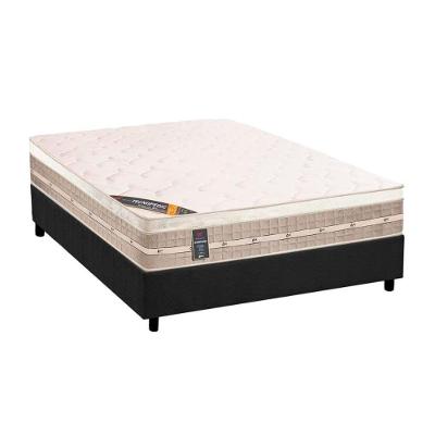 Cama Box Casal: Colchão Molas Castor Bonnel Premium Tecnopedic + Base CRC Suede Cinza(138x188)