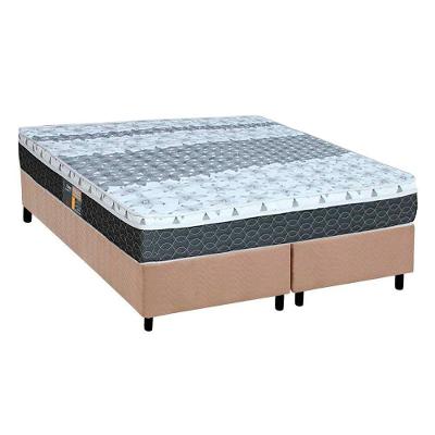 Cama Box King: Colchão Molas Bonnel Castor System Class + Base Crc Suede Clean(193X203)