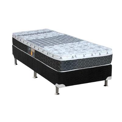 Cama Box Solteiro: Colchão Molas Bonnel Castor System Class + Base CRC Suede Black(88x188)