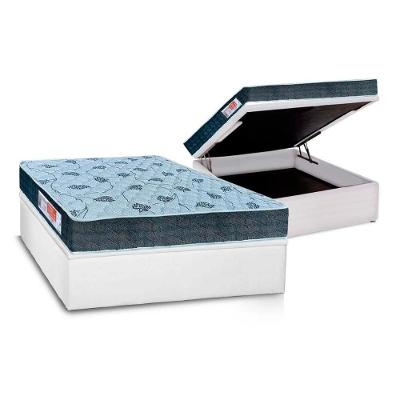 Cama Box Baú Casal: Colchão Espuma D45 Orthoflex Comfortpedic Line + Base CRC Courano White(138x188)