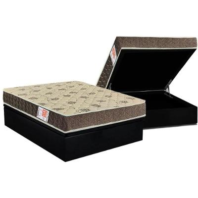 Cama Box Baú Casal: Colchão Espuma D33 Orthoflex Comfortpedic Line + Base CRC Suede Black(138x188)