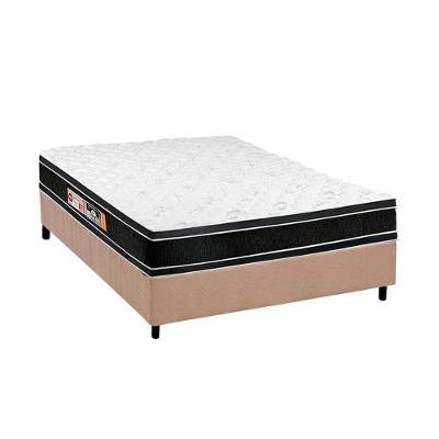 Cama Box Casal: Colchão Espuma Castor D33 Black e White Double Face + Base CRC Suede Clean(138x188)
