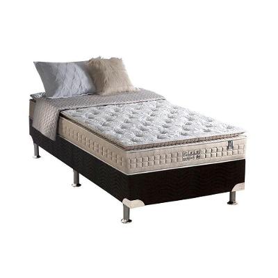 Cama Box Box Solteiro: Colchão Molas Ensacadas Anjos MasterPocket Confortable + Base CRC Suede Black(96x203)