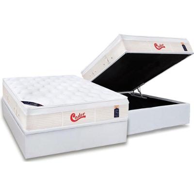 Cama Box Baú Casal: Colchão Molas Pocket Ensacadas Castor  Gold Star Vitagel + Base CRC Courano White(138x188)