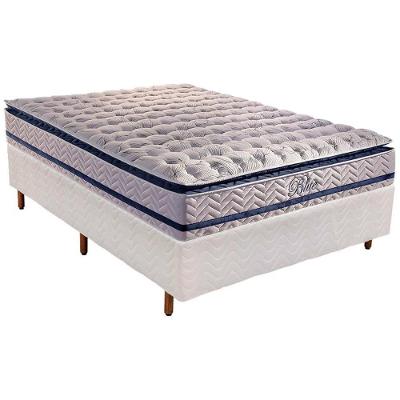 Cama Box Casal: Colchão Molas MasterPocket Ensacadas Paropas   Blue + Base CRC Rústico Branco(138x188)