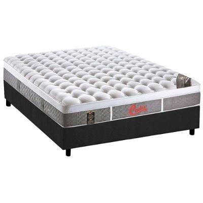 Cama Box Casal: Colchão Molas Castor Pocket Light Stress Oxygen New Plush + Base CRC Suede Gray(138x188)