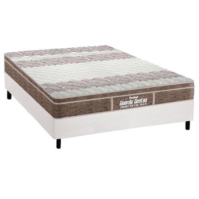 Cama Box Casal: Colchão Espuma Probel D33/EP Guarda Costas Próintense Plus + Base CRC Suede White(138x188)