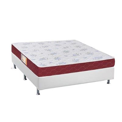 Cama Box Casal: Colchão Espuma Castor Sleep Max + Base CRC Courano White(138x188)