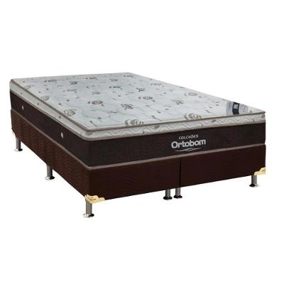 Cama Box King: Colchão Molas Ortobom Superpocket Sleep King Látex + Base Crc Suede Marrom(193X203)