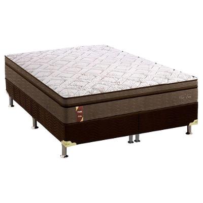 Cama Box Queen: Colchão Espuma Probel Visco Gel New Visco Guarda Costas + Base CRC Suede Brown(158x198)