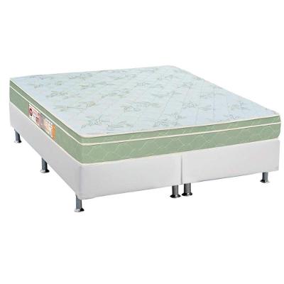 Cama Box Queen: Colchão Espuma D33 Castor Sleep Max + Base CRC Courano White(158x198)