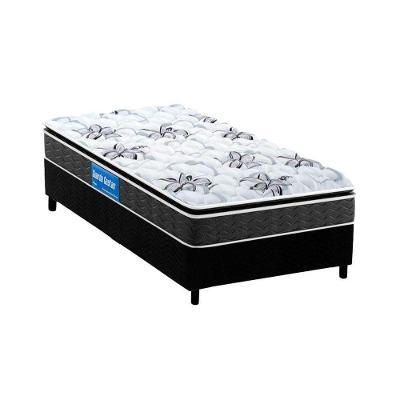 Cama Box Solteiro: Colchão Espuma Probel D40 Guarda Costas Premium Hiper Firme + Base CRC Suede Black(88x188)