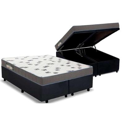 Cama Box Baú Queen: Colchão Espuma D33 Ortobom Light Saúde + Base CRC Suede Black(158x198)