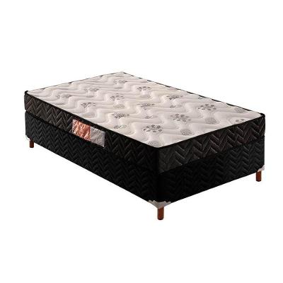 Cama Box Solteiro: Colchão Espuma Paropas D33 Pasquale + Base CRC Suede Black(88x188)