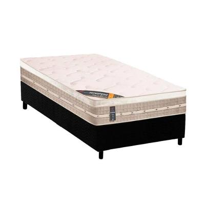 Cama Box Solteiro: Colchão Molas Castor Tecnopedic Premium + Base CRC Suede Black(88x188)