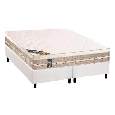 Cama Box King: Colchão Molas Bonnel Castor Tecnopedic Premium + Base CRC Suede White(193x203)