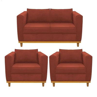 Kit Sofá 2 Lugares e 2 Poltronas Europa Suede Terracota
