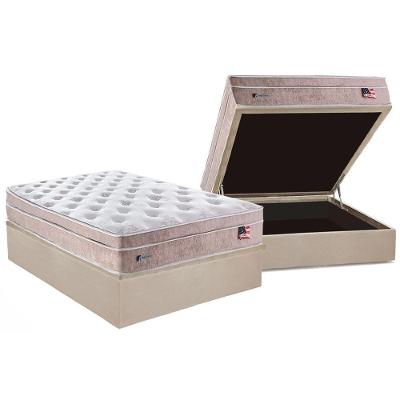 Cama Box Baú Casal: Colchão Molas Plumatex MasterPocket Ensacadas Miami + Base CRC Suede Clean(138x188)