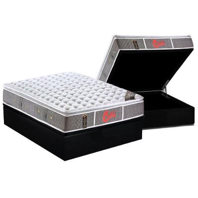 Cama Box Baú Casal: Colchão Molas Ensacadas Castor Pocket Light Stress Oxygen New + Base CRC Courano Black(138x188)