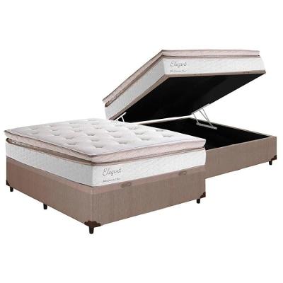 Cama Box Baú Casal: Colchão Molas Ensacadas Herval MasterPocket Elegant + Base CRC Courano Clean(138x188)