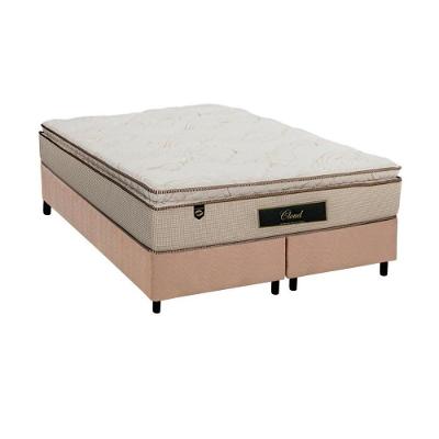 Cama Box Queen: Colchão Molas Ensacadas Luckspuma MasterPocket Cloud One Side + Base CRC Suede Clean(158x198)