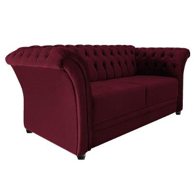 Namoradeira Chesterfield Sofia Suede Bordô
