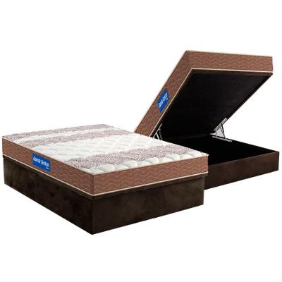 Cama Box Baú Casal: Colchão Espuma Probel D28 Guarda Costas Double Face + Base CRC Suede Brown(138x188)