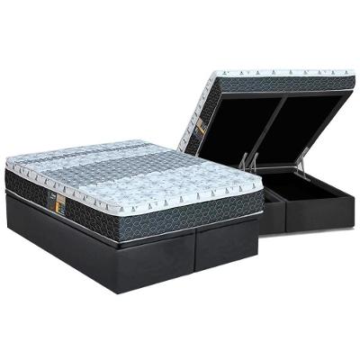 Cama Box Baú King: Colchão Molas Bonnel Castor System Class One Face + Base Crc Suede Grey(193X203)