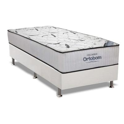 Cama Box Solteiro: Colchão Espuma Ortobom High Foam + Base CRC Courano White(88x188)