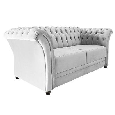 Namoradeira Chesterfield Sofia Suede Branco