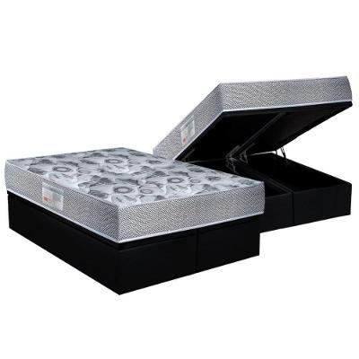 Cama Box Baú Queen: Colchão Anatômico Ortobom D28 / EP ISO 60 + Base CRC Suede Black(158x198)