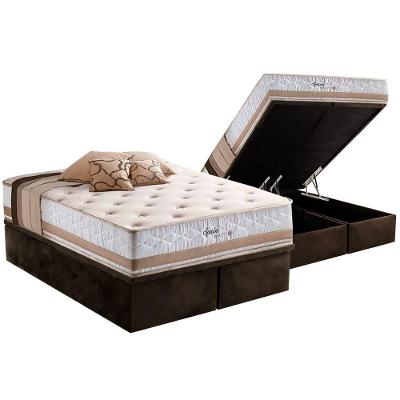 Cama Box Baú King: Colchão Molas Herval Maxspring Spain + Base CRC Suede Brown(193x203)