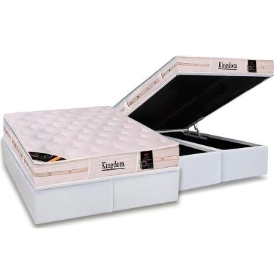 Cama Box Baú King: Colchão Molas Pocket Ensacadas Castor  Kingdom Aloe Vera + Base CRC Courano White(193x203)