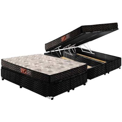 Cama Box Baú Queen: Colchão Espuma Paropas D45 Pasquale + Base CRC Suede Black(158x198)