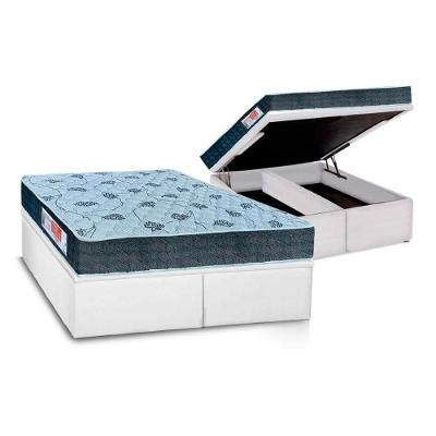 Cama Box Baú Queen: Colchão Espuma D45 Orthoflex Comfortpedic Line + Base CRC Courano White(158x198)
