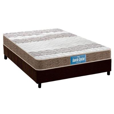 Cama Box Casal: Colchão Espuma Probel D33/EP Guarda Costas Próintense Double Face+ Base CRC Suede Brown(138x188)