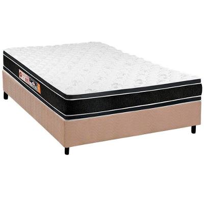 Cama Box Casal: Colchão Espuma D33 Castor Black e White + Base CRC Suede Clean(138x188)