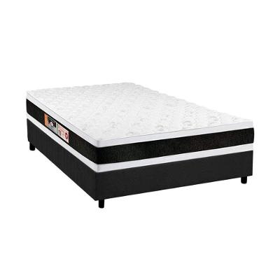 Cama Box Casal: Colchão Espuma Castor D45 Black e White Double Face + Base CRC Suede Gray(138x188)