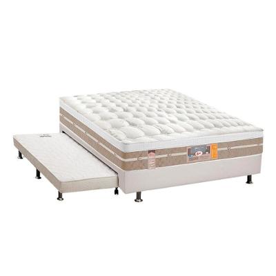 Cama Box c/Auxiliar Casal: Colchão Castor Pocket Silver Star Air + Base CRC Courano Branco(138x188)