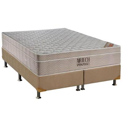 Cama Box Queen: Colchão Molas Ensacadas Ortobom SuperPocket Fort Airtech Spring + Base CRC Suede Clean(158x198)