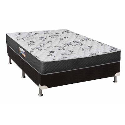 Cama Box Casal: Colchão Anatômico Herval D28/EP Ortopedic Black+ Base CRC Suede Black(138x188)