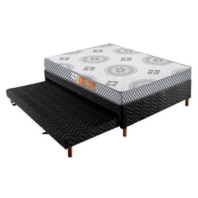 Cama Box C/Auxiliar Casal: Colchão Espuma Polar D23 Pérola Gray + Base Crc Rústico Black(138X188)