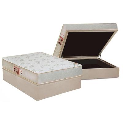 Cama Box Baú Casal: Colchão Espuma D33 Castor Sleep Max Relax + Base CRC Suede Clean(138x188)