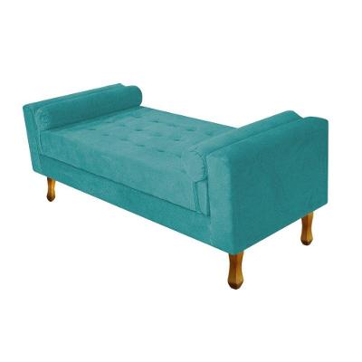 Recamier Baú Félix Solteiro 100cm Suede Azul Turquesa
