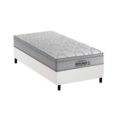 Cama Box Solteiro: Colchão Espuma Probel D40 Guarda Costas Premium Hiper Firme + Base CRC Courano White(88x188)