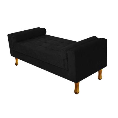 Recamier Baú Félix Solteiro 100cm Suede Preto